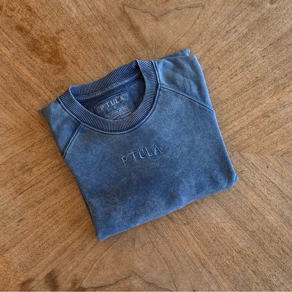 P’tula Blue Perfectly Imperfect Crew Sweatshirt
